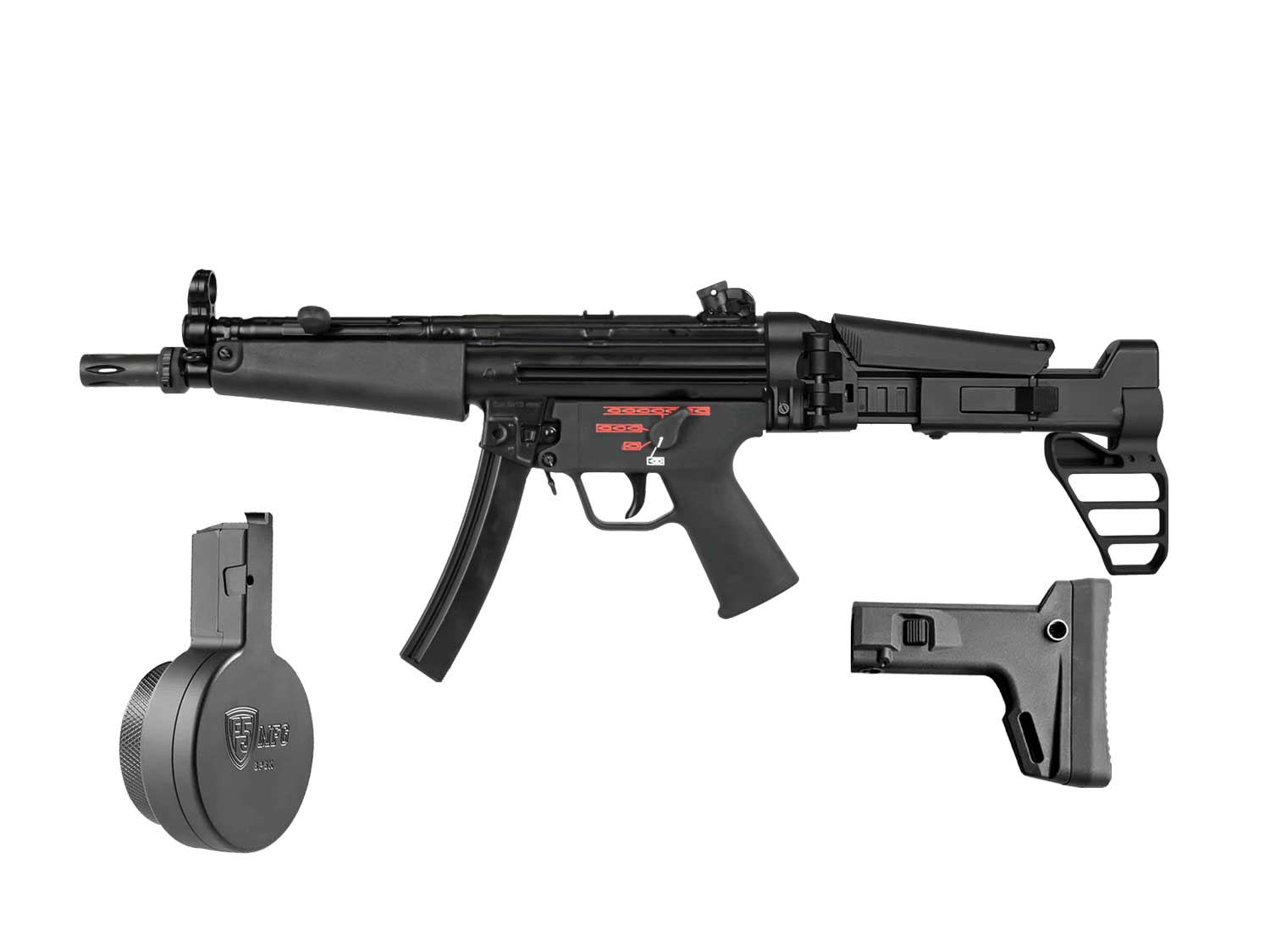 Century Arms AP5-N Navy bundle with F5-ACR Gen 3 stock, Cyberarm brace, and 50-round drum magazine